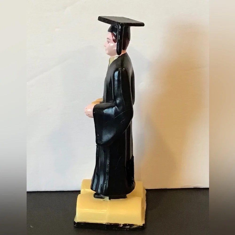 Vintage Graduation Caketopper Figurine in Black Gown